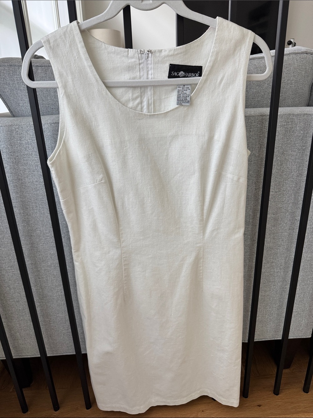 White Sleeveless Sheath Dress - Simple Linen Blend